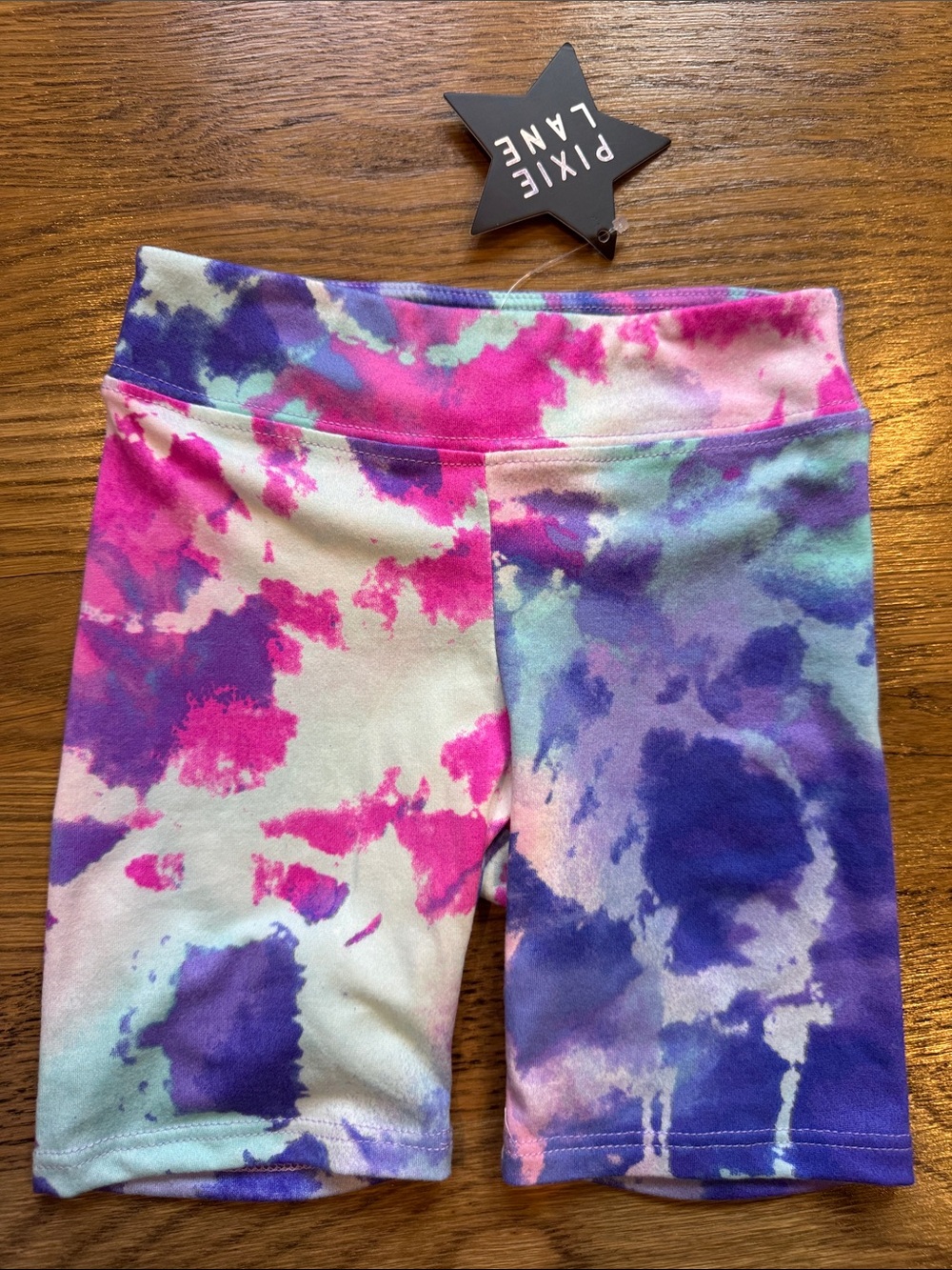 Pixielane Girls' Tie-Dye Bike Shorts - Pink & Purple 4T NWT